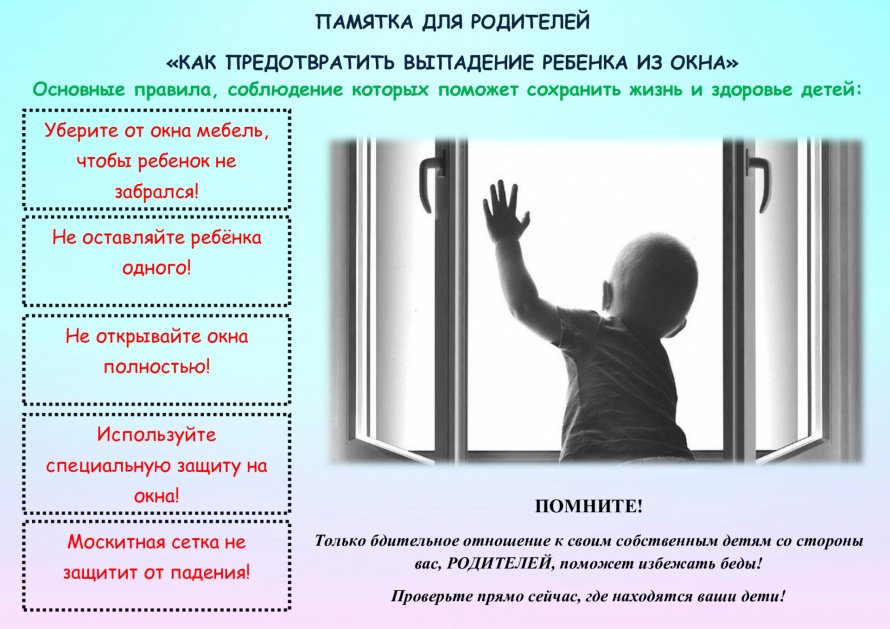Предупреждение выпадения малолетних детей из окон домов